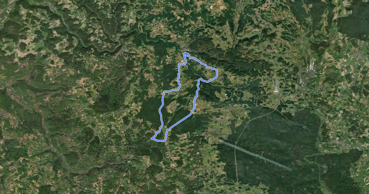 Маршрут Radrundweg Bayreuth BT17 на спутниковом снимке