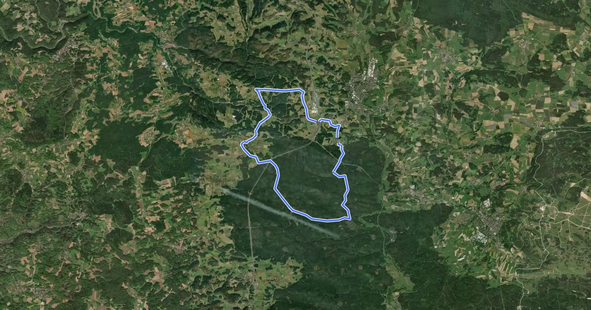 Маршрут Radrundweg Bayreuth BT18 на спутниковом снимке