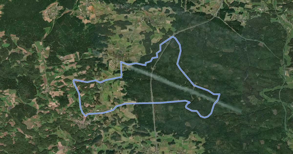 Маршрут Radrundweg Bayreuth BT19 на спутниковом снимке