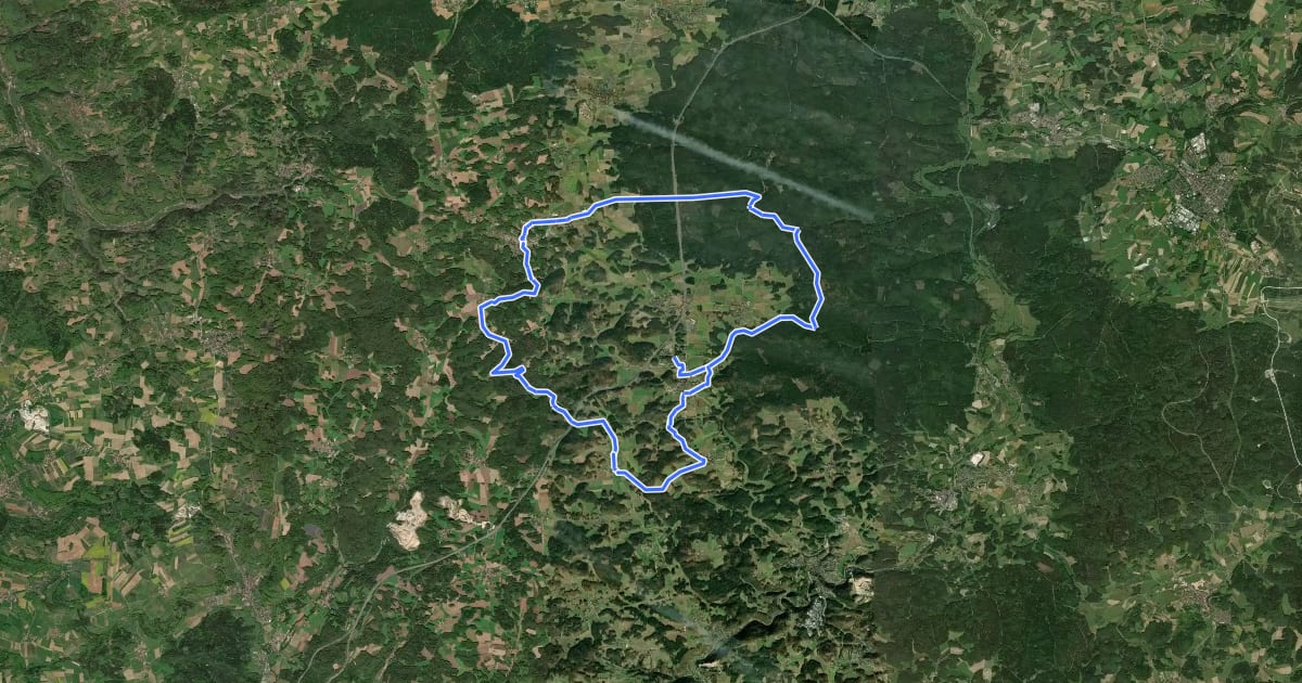 Маршрут Radrundweg Bayreuth BT20 на спутниковом снимке