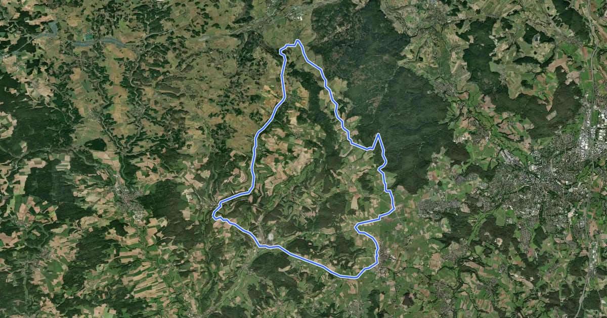 Маршрут Radrundweg Bayreuth BT38 на спутниковом снимке