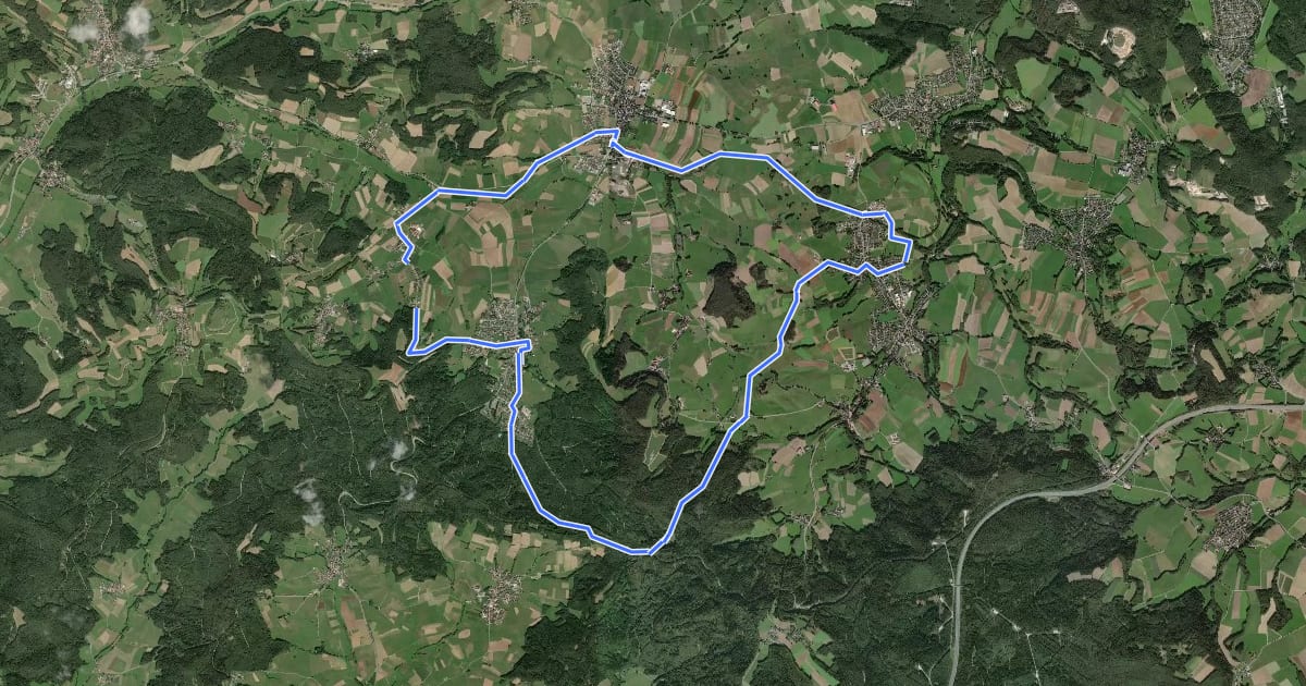 Маршрут Radrundweg Bayreuth BT6 на спутниковом снимке