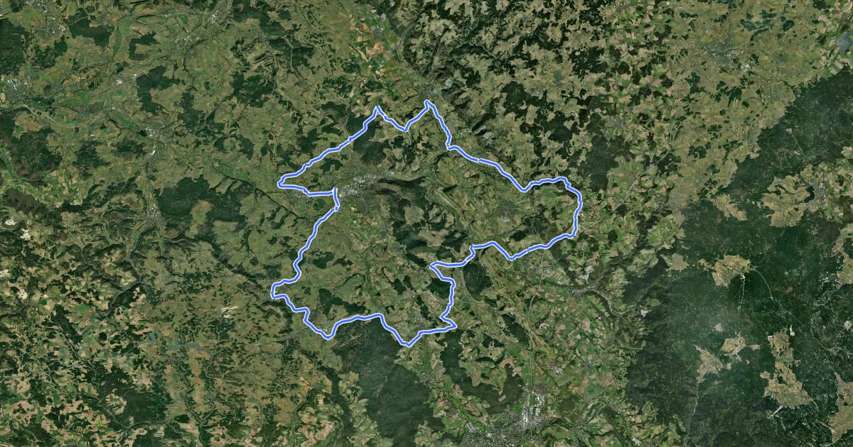 Маршрут Radrundweg Kulmbach KU1 на спутниковом снимке