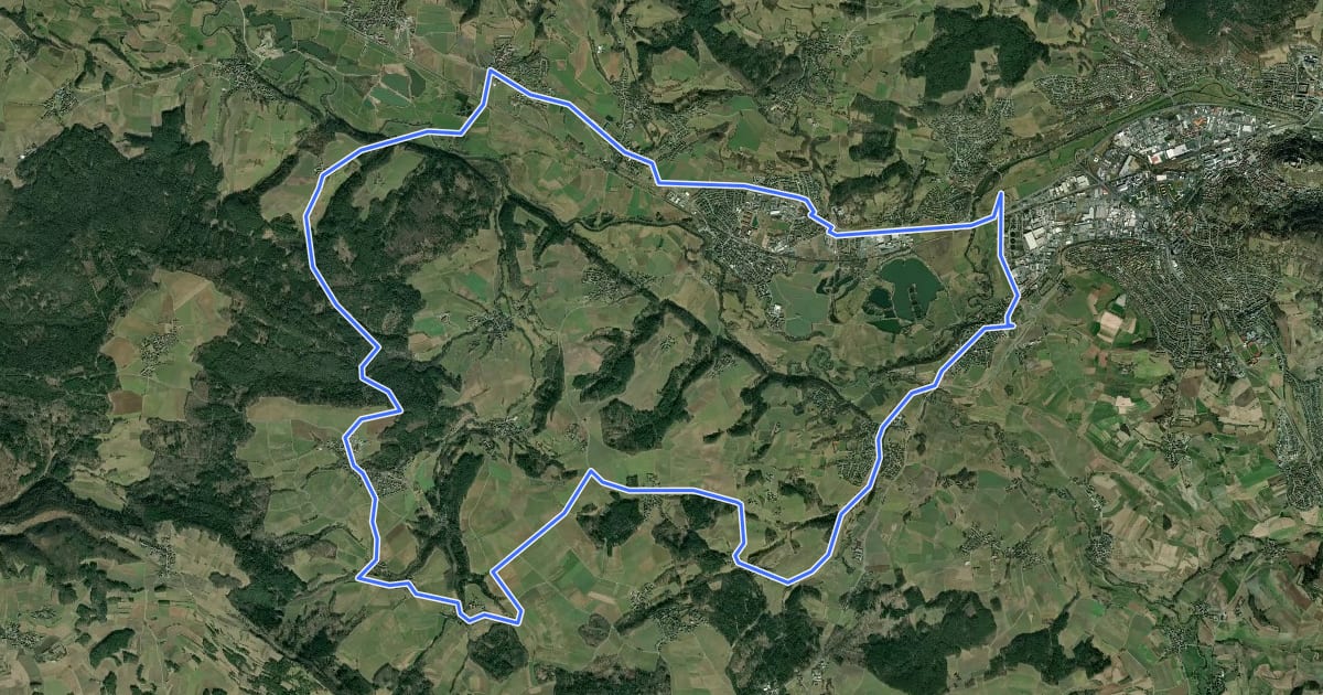Маршрут Radrundweg Kulmbach KU9 на спутниковом снимке