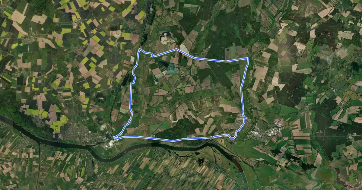 Маршрут Radrundweg Lauenburg-Boizenburg-Schwanheide на спутниковом снимке