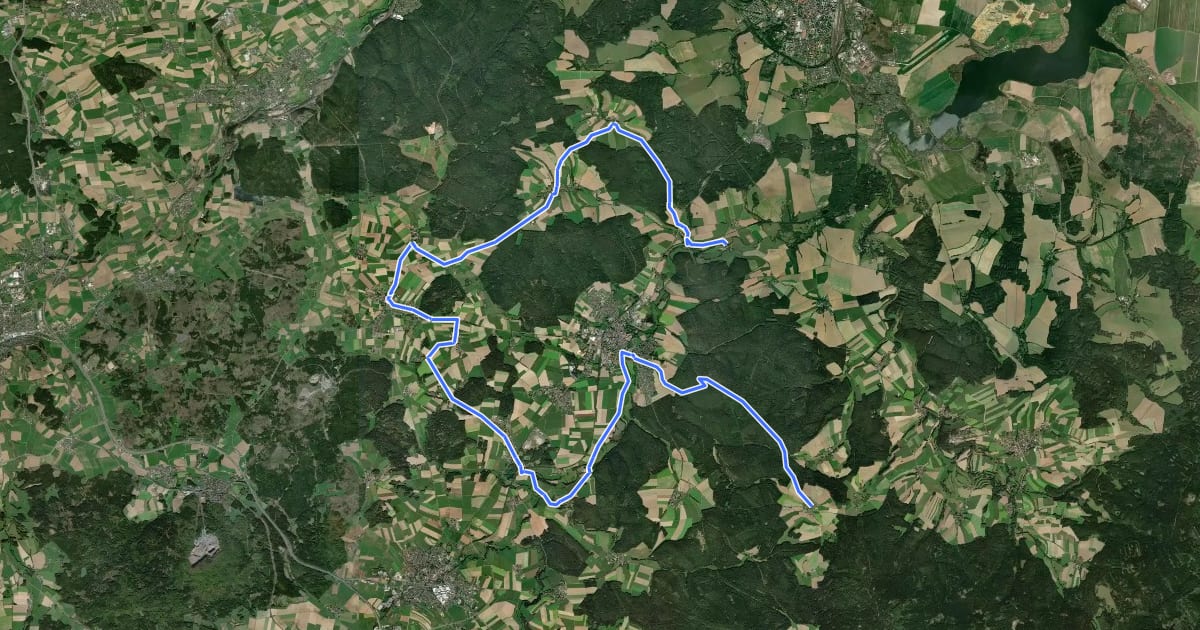 Маршрут Radrundweg Lkr. TIR 7 на спутниковом снимке