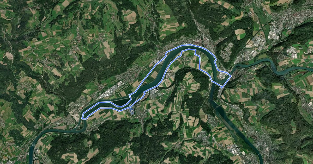 Маршрут Radrundweg Rheinlandschaft на спутниковом снимке