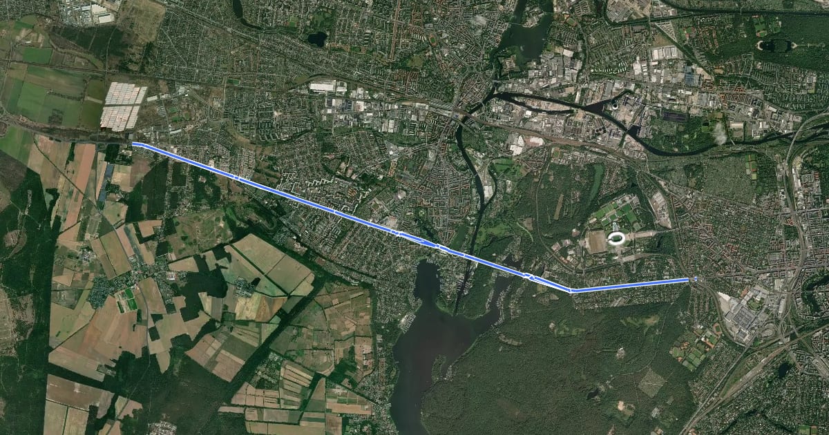 Маршрут Radschnellverbindung West-Route на спутниковом снимке