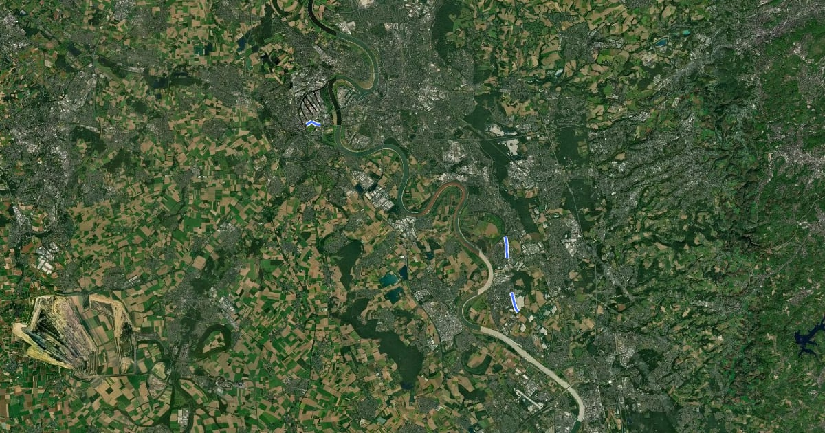 Маршрут Radschnellweg Neuss - Düsseldorf - Langenfeld на спутниковом снимке