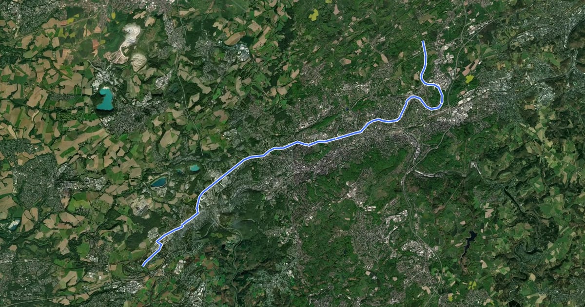 Маршрут Radschnellweg Nordbahntrasse на спутниковом снимке