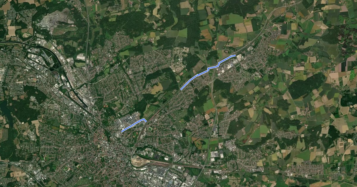 Маршрут Radschnellweg Osnabrück - Belm на спутниковом снимке