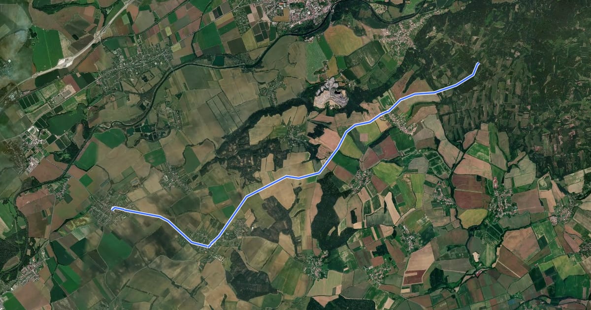 Маршрут Radslavice, HZ - Pod Krásnicí, přístř., napojení na 6237 на спутниковом снимке