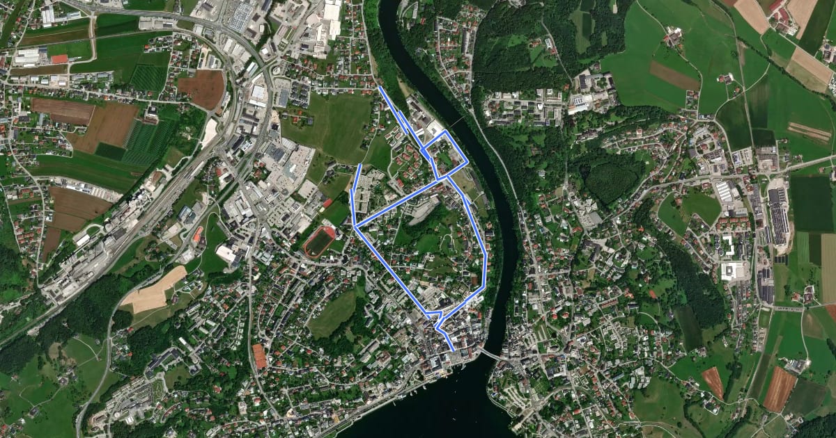 Маршрут Radstern Gmunden – Ergänzungsroute на спутниковом снимке