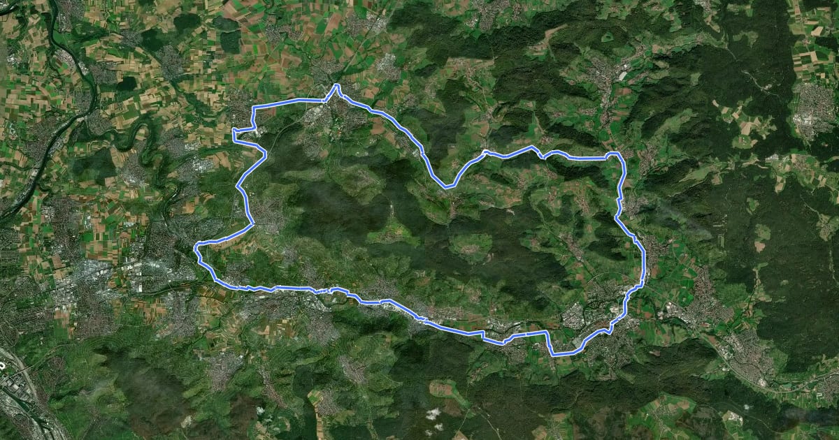 Маршрут Radtour Berglen-Remstal на спутниковом снимке