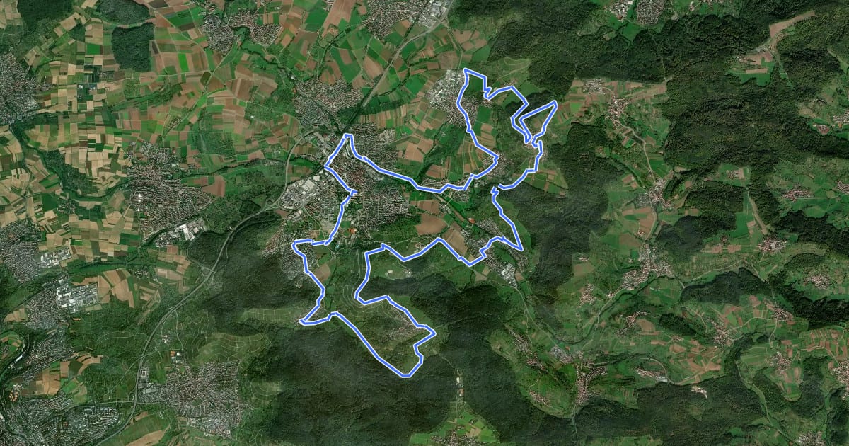 Маршрут Radtour Winnenden...durch alle Stadtteile на спутниковом снимке