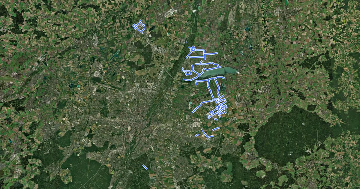 Маршрут Radverkehrsnetz des Landkreises München на спутниковом снимке