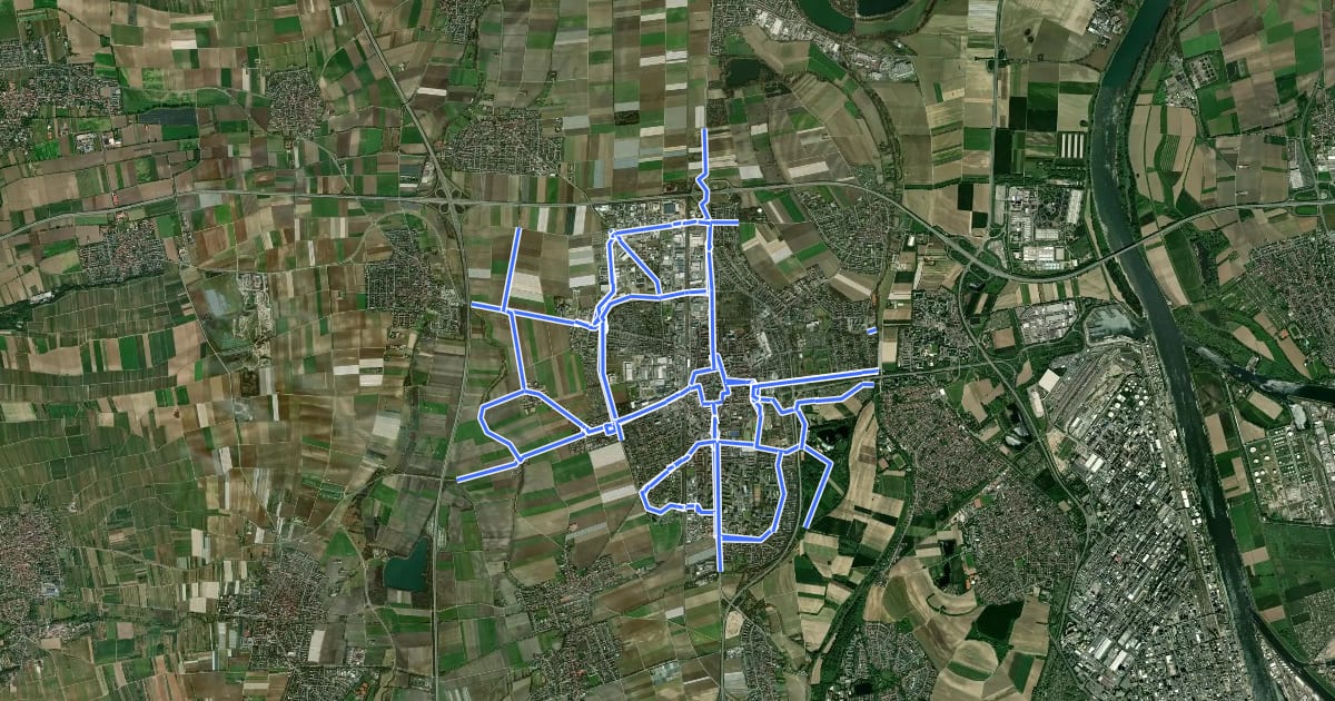 Маршрут Radverkehrsnetz FT-Kernstadt на спутниковом снимке