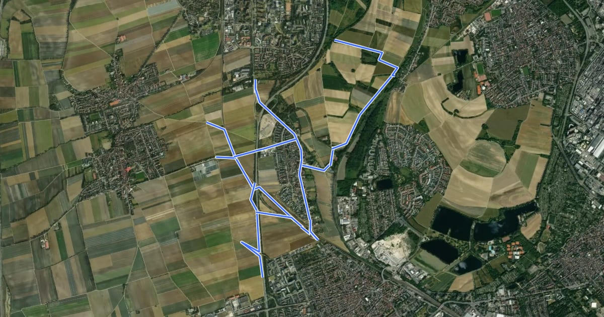 Маршрут Radverkehrsnetz FT-Studernheim на спутниковом снимке