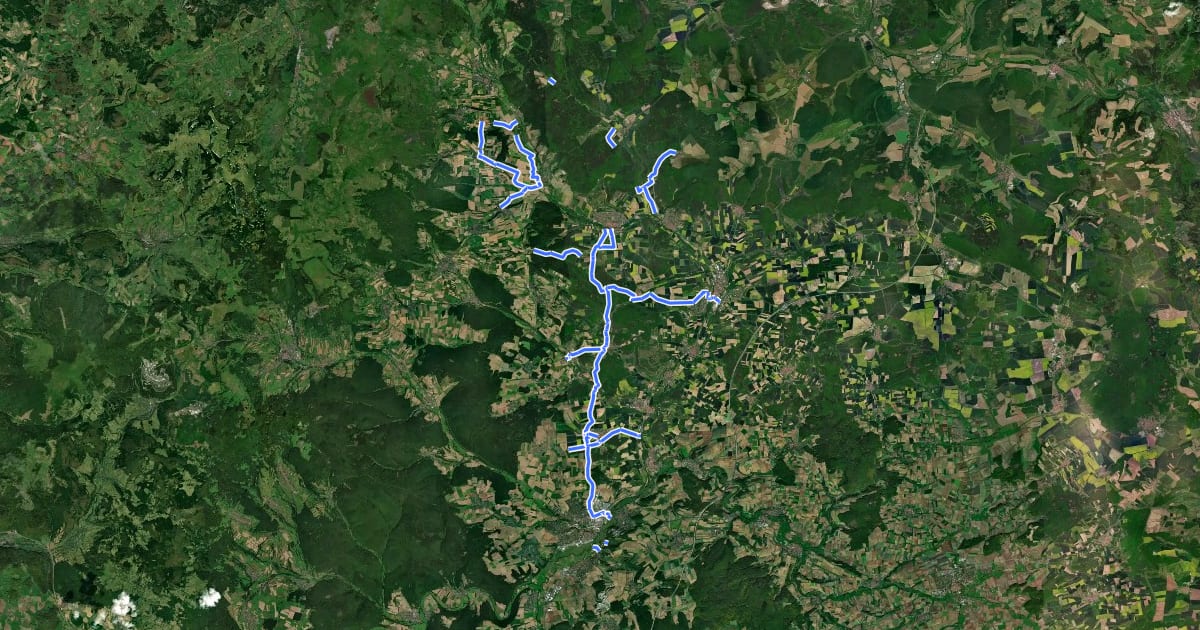 Маршрут Radverkehrsnetz Kreis Rhön-Grabfeld на спутниковом снимке