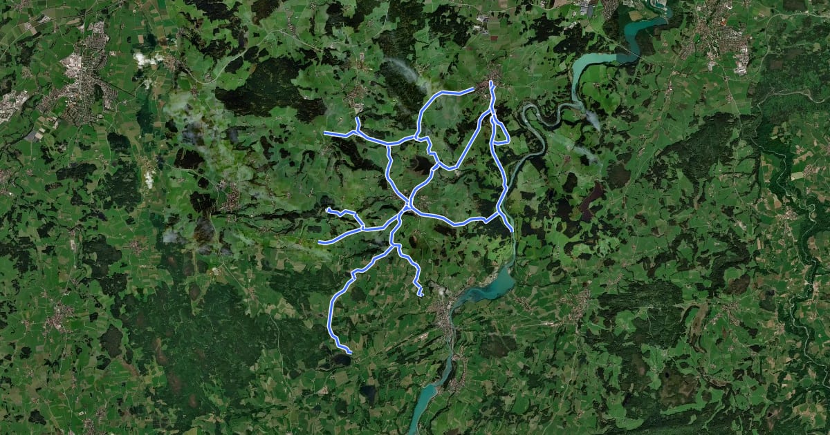 Маршрут Radverkehrsnetz Kreis Weilheim-Schongau - Bernbeuren на спутниковом снимке