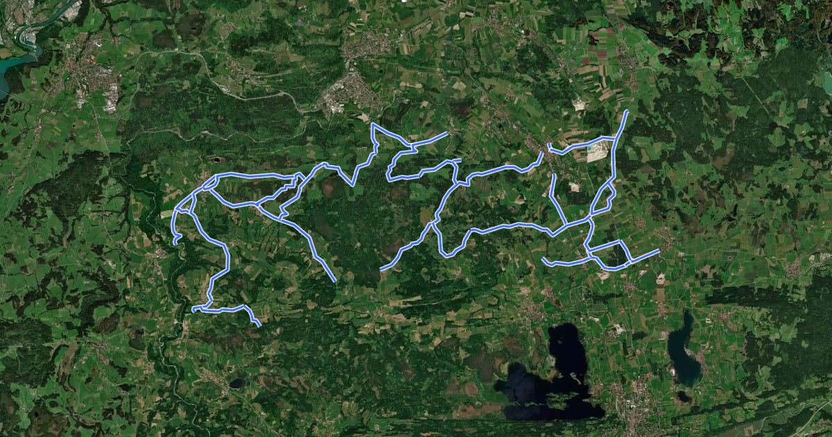 Маршрут Radverkehrsnetz Kreis Weilheim-Schongau - Huglfing на спутниковом снимке