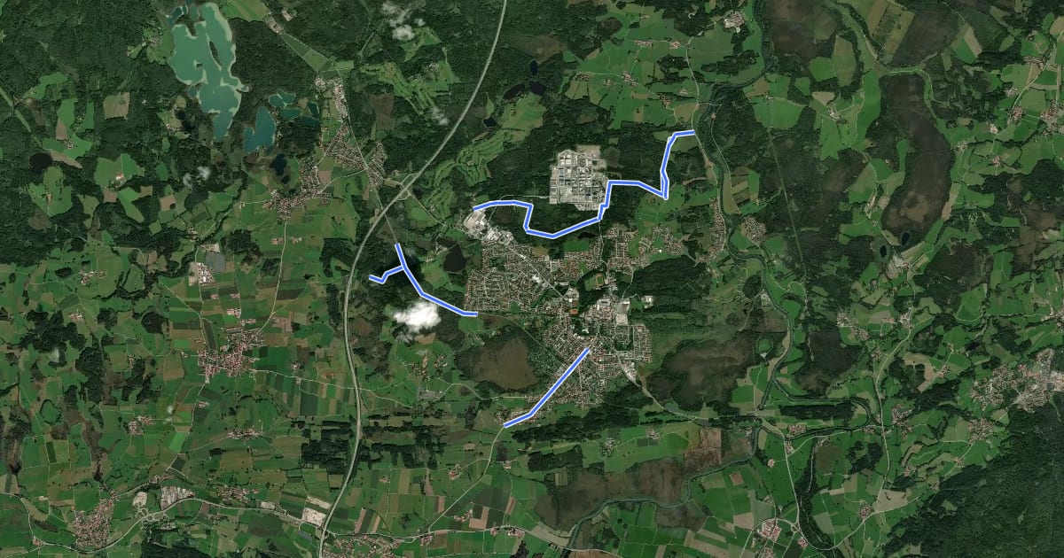 Маршрут Radverkehrsnetz Kreis Weilheim-Schongau - Penzberg на спутниковом снимке