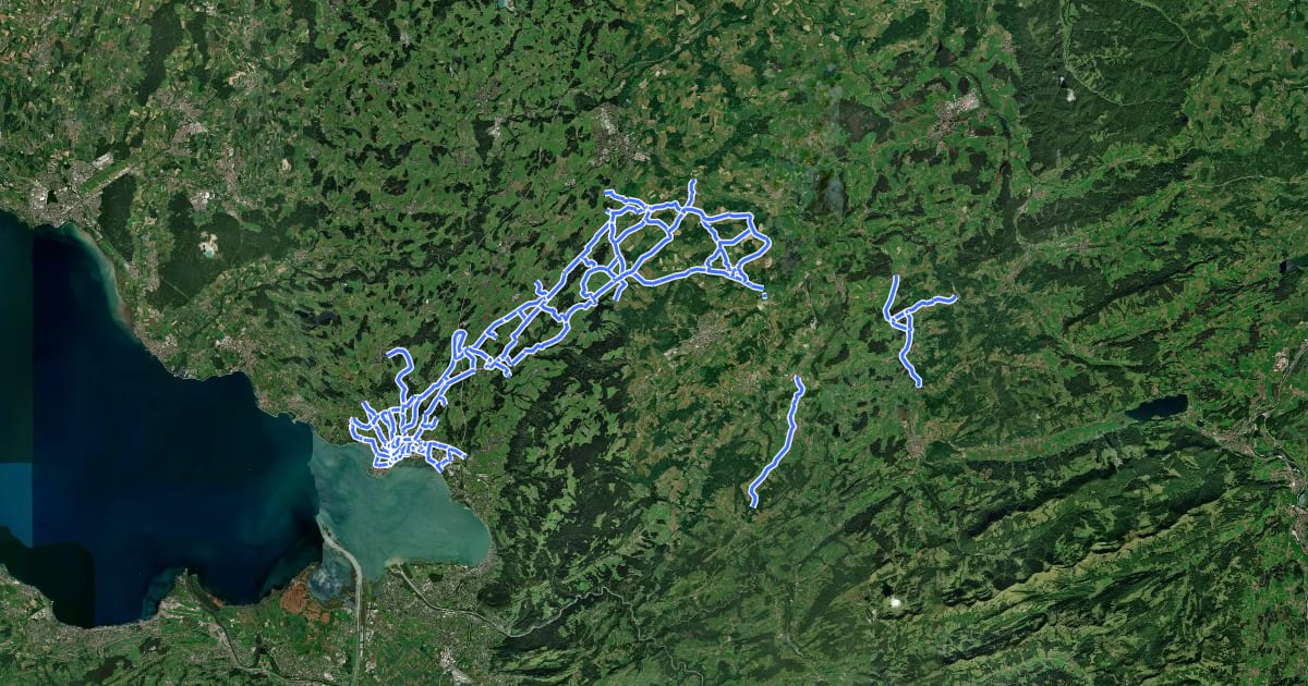 Маршрут Radverkehrsnetz Landkreis Lindau на спутниковом снимке
