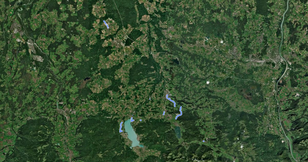 Маршрут Radverkehrsnetz Landkreis Miesbach на спутниковом снимке
