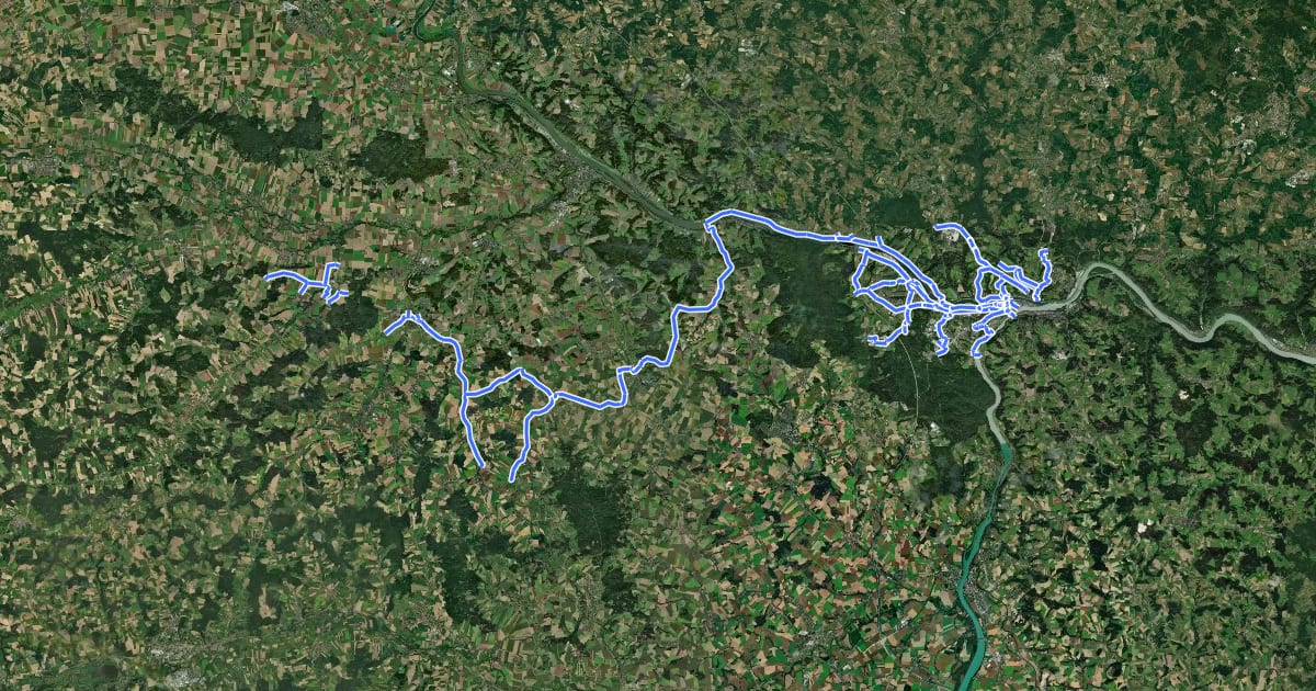 Маршрут Radverkehrsnetz Landkreis Passau на спутниковом снимке
