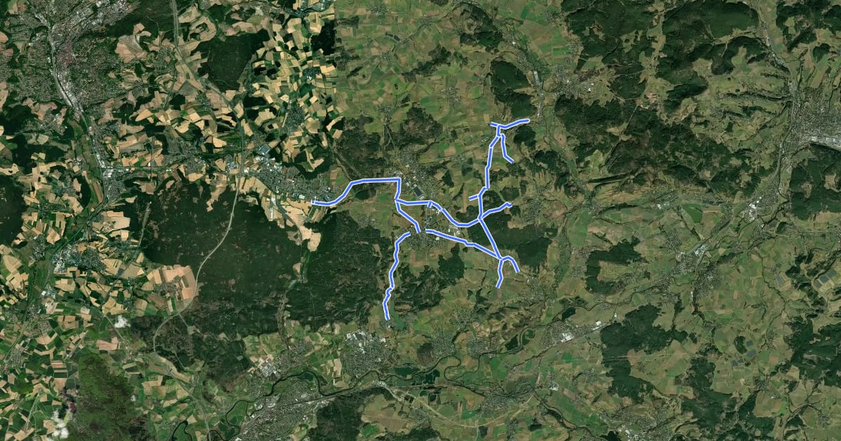 Маршрут Radverkehrsnetz Landkreis/Stadt Coburg на спутниковом снимке