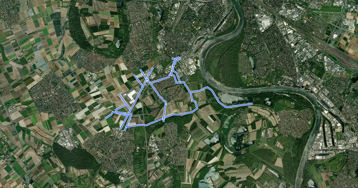 Маршрут Radverkehrsnetz LU-Rheingönheim на спутниковом снимке