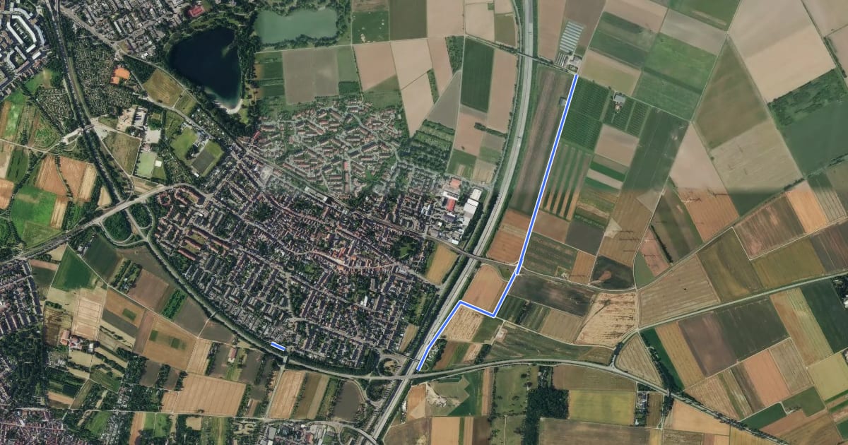 Маршрут Radverkehrsnetz Mannheim-Wallstadt/Straßenheim на спутниковом снимке