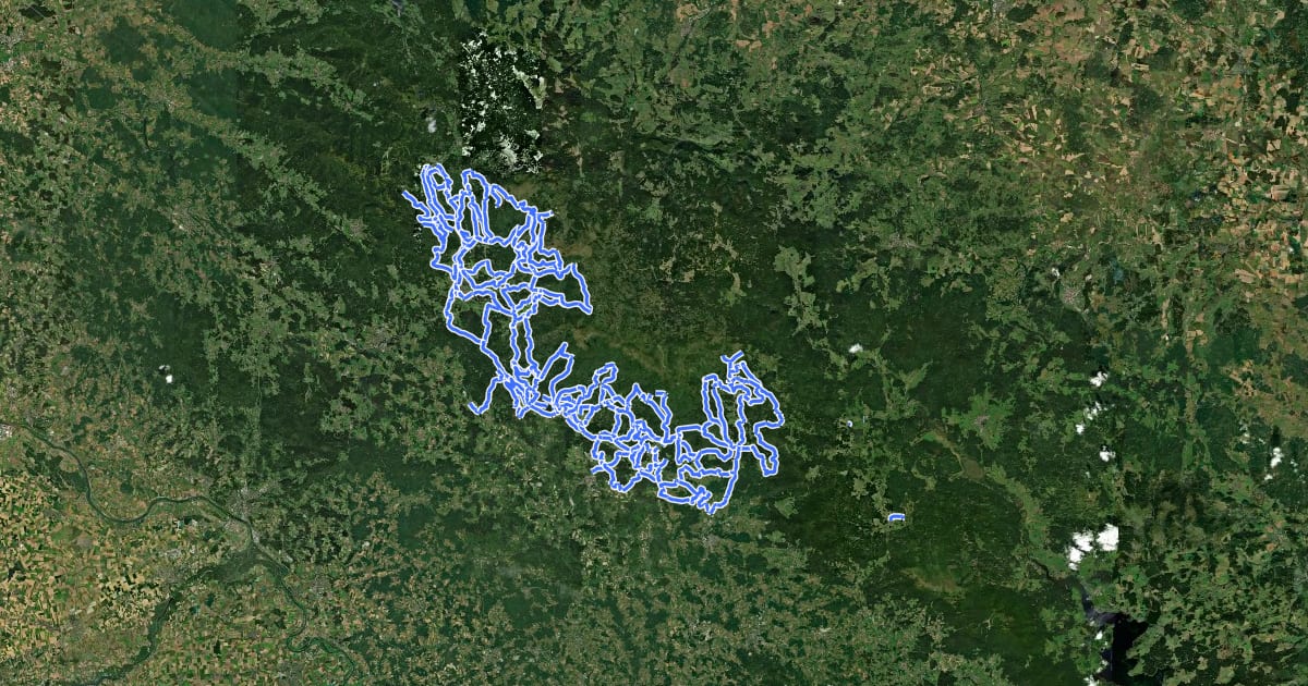 Маршрут Radverkehrsnetz National Park Bayerischer Wald на спутниковом снимке