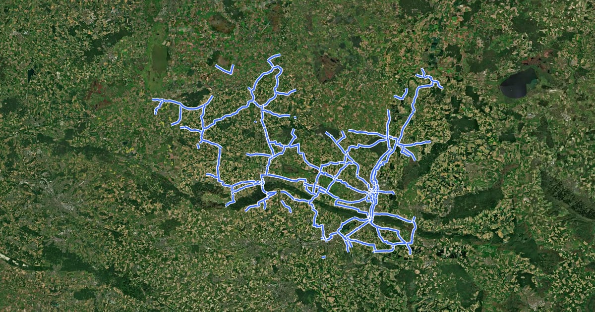 Маршрут Radverkehrsnetz NRW, Kreis Minden-Lübbecke на спутниковом снимке