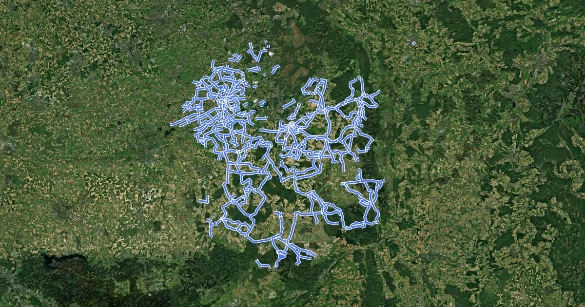Маршрут Radverkehrsnetz NRW, Kreis Paderborn на спутниковом снимке