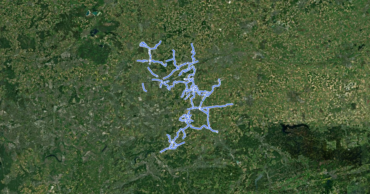 Маршрут Radverkehrsnetz NRW, Kreis Unna на спутниковом снимке