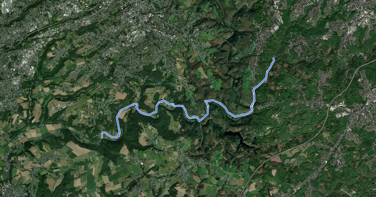 Маршрут Radverkehrsnetz NRW, Nesselrath-Solingen Rüden-Burg на спутниковом снимке