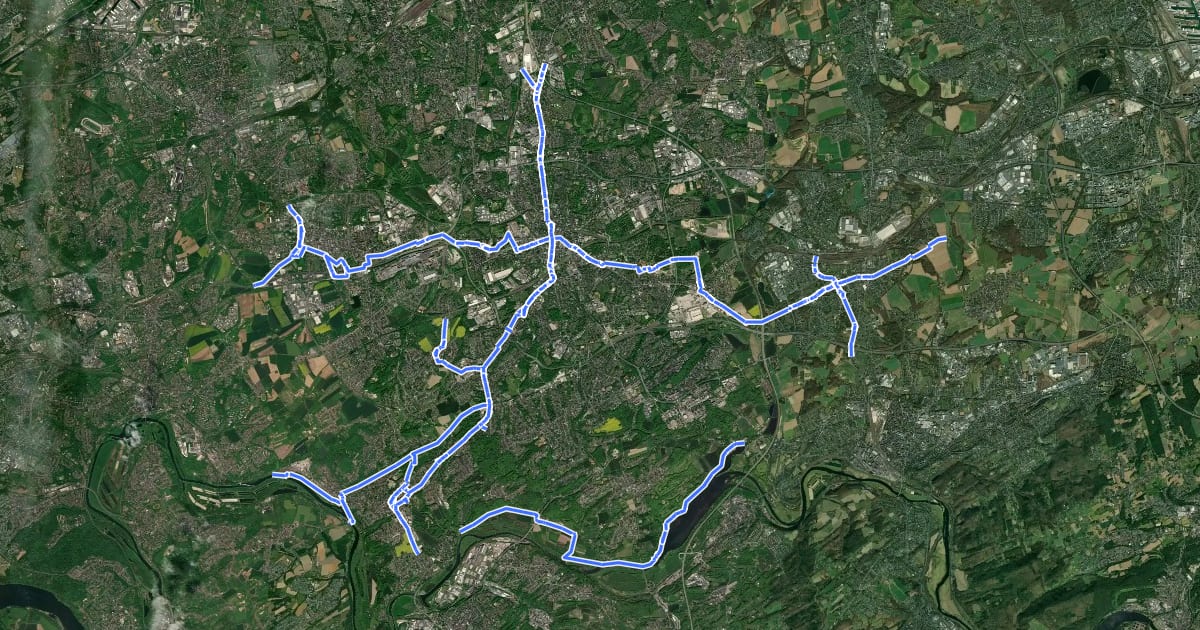 Маршрут Radverkehrsnetz NRW, Stadt Bochum на спутниковом снимке