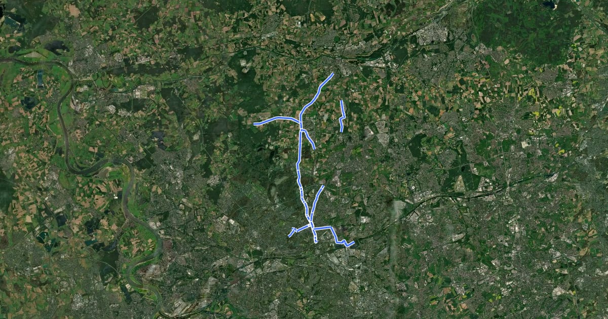Маршрут Radverkehrsnetz NRW, Stadt Bottrop на спутниковом снимке