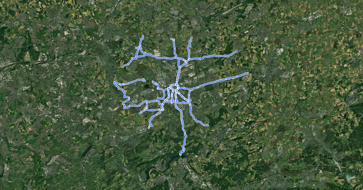 Маршрут Radverkehrsnetz NRW, Stadt Dortmund на спутниковом снимке