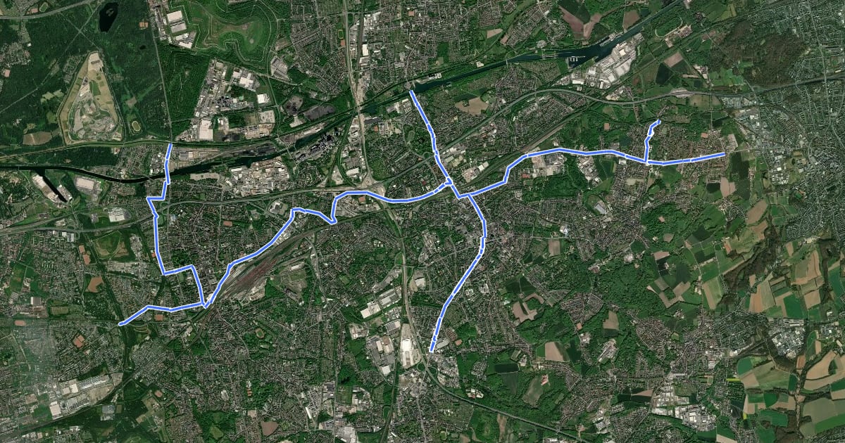 Маршрут Radverkehrsnetz NRW, Stadt Herne на спутниковом снимке
