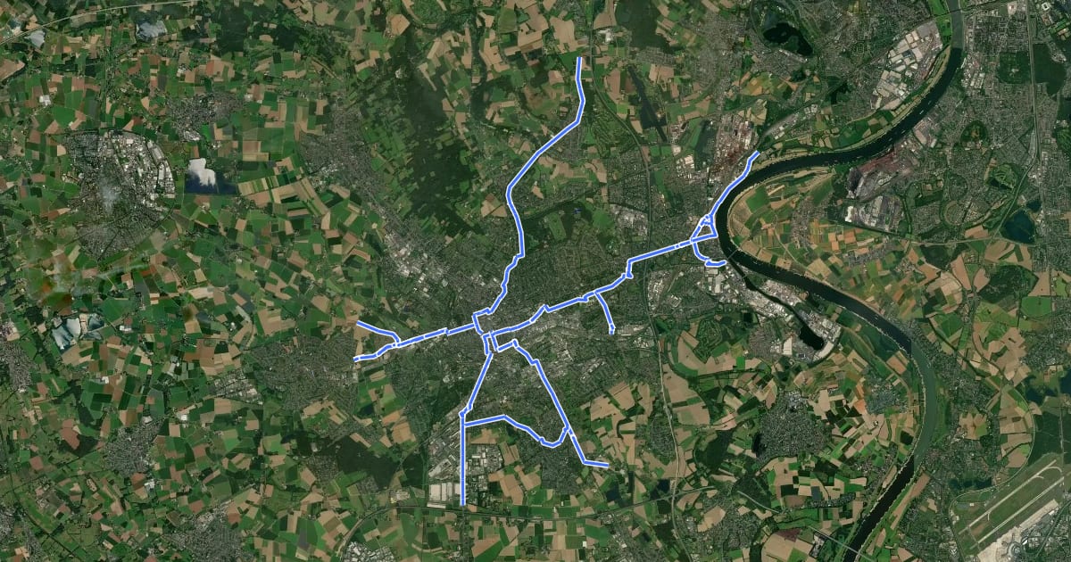 Маршрут Radverkehrsnetz NRW, Stadt Krefeld на спутниковом снимке