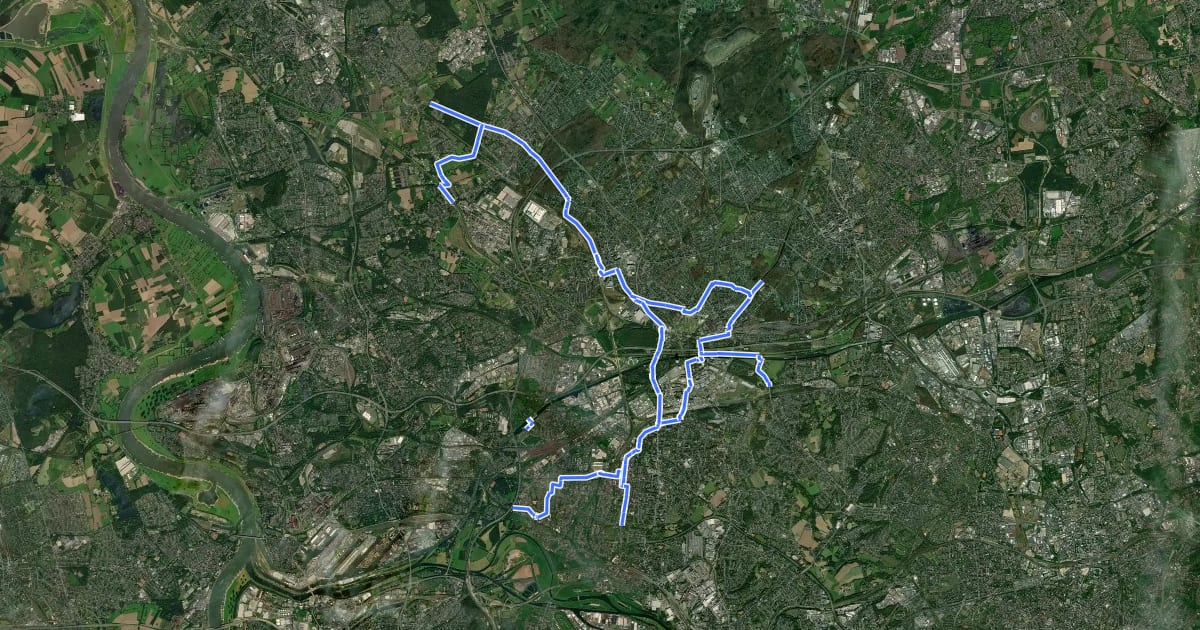 Маршрут Radverkehrsnetz NRW, Stadt Oberhausen на спутниковом снимке