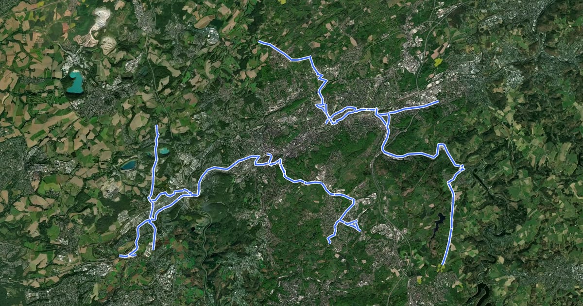 Маршрут Radverkehrsnetz NRW, Stadt Wuppertal на спутниковом снимке