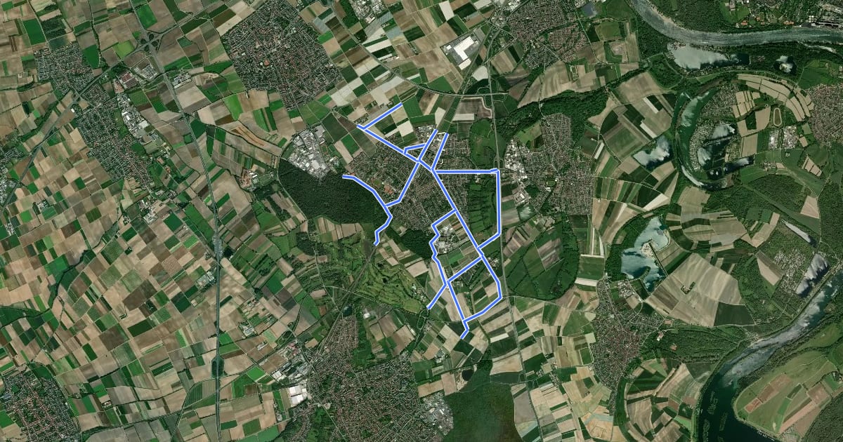 Маршрут Radverkehrsnetz RP-Limburgerhof на спутниковом снимке
