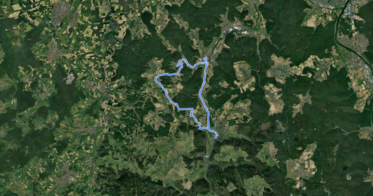 Маршрут Radwanderweg Bad König: Haselburgrundkurs на спутниковом снимке