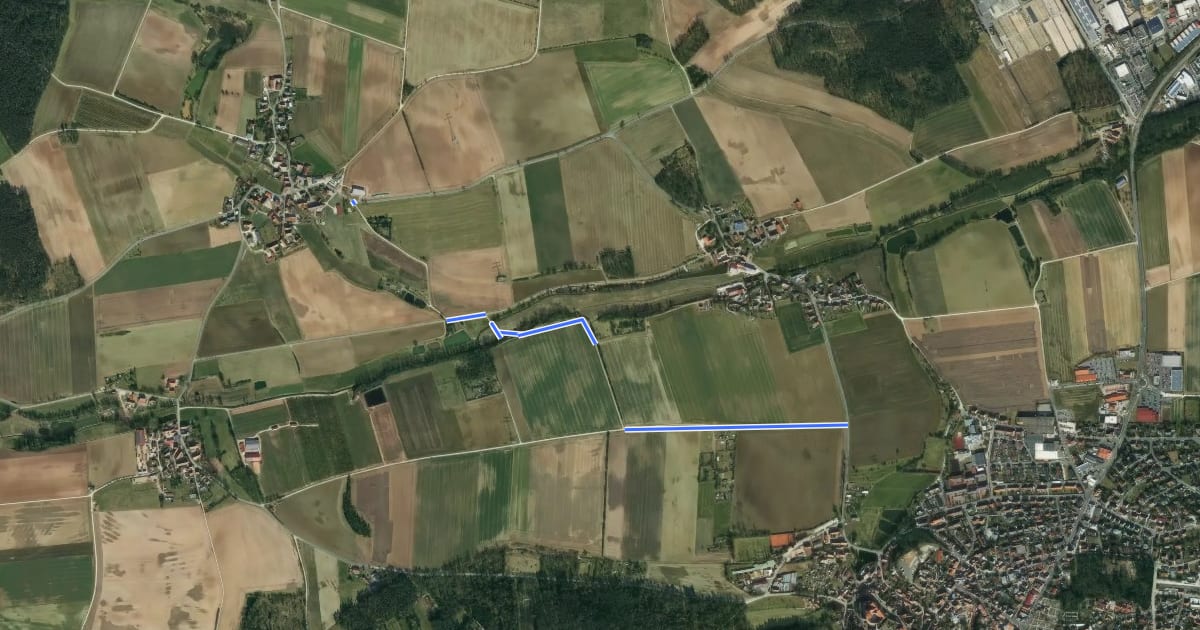 Маршрут Radwanderweg Cadolzburg - Rossendorf на спутниковом снимке