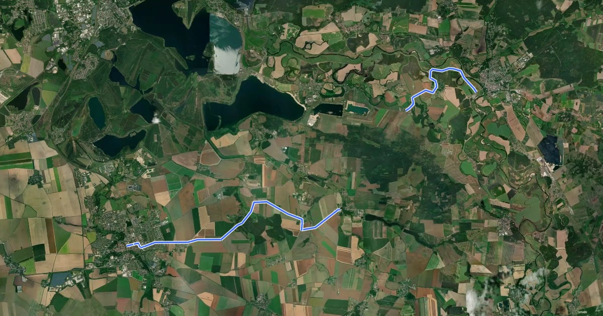 Маршрут Radwanderweg Delitzsch - Bad Düben на спутниковом снимке