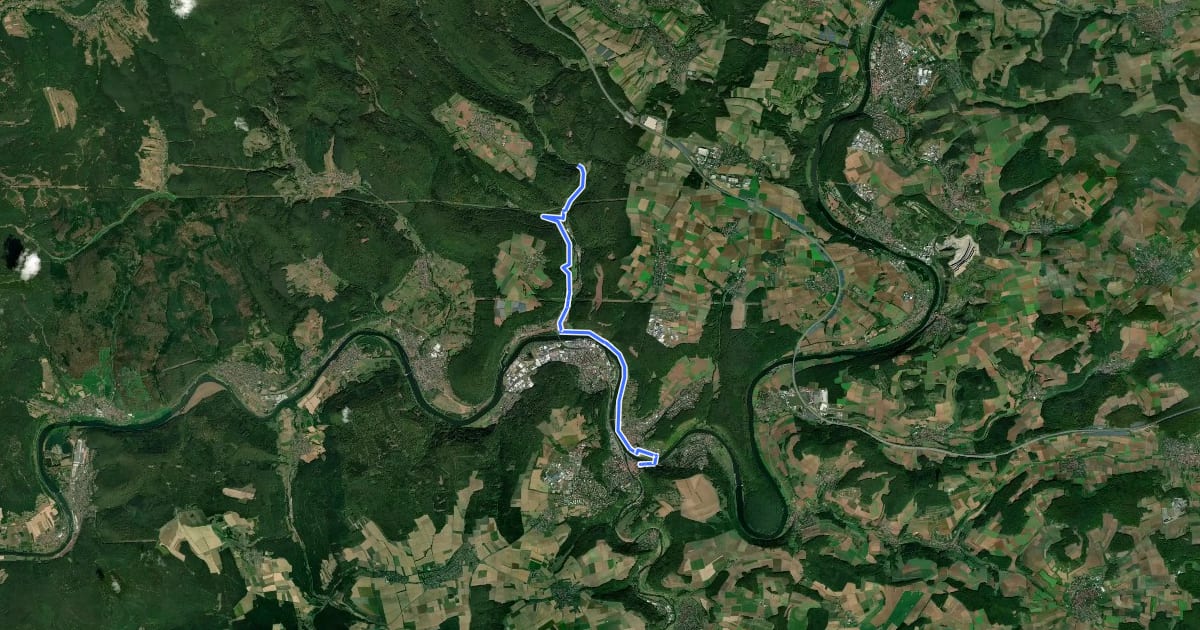 Маршрут Radwanderweg E5 на спутниковом снимке