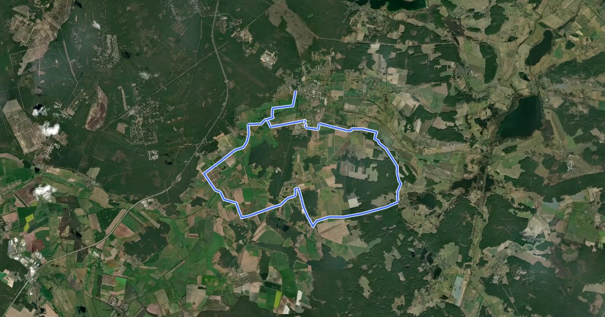 Маршрут Radwanderweg F5, Beelitz - Rieben - Beelitz на спутниковом снимке